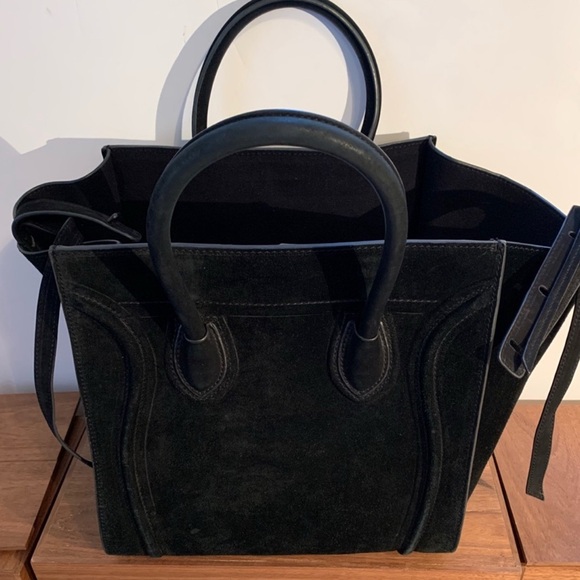 Black Suede Tote Bag - Picture 7 of 8